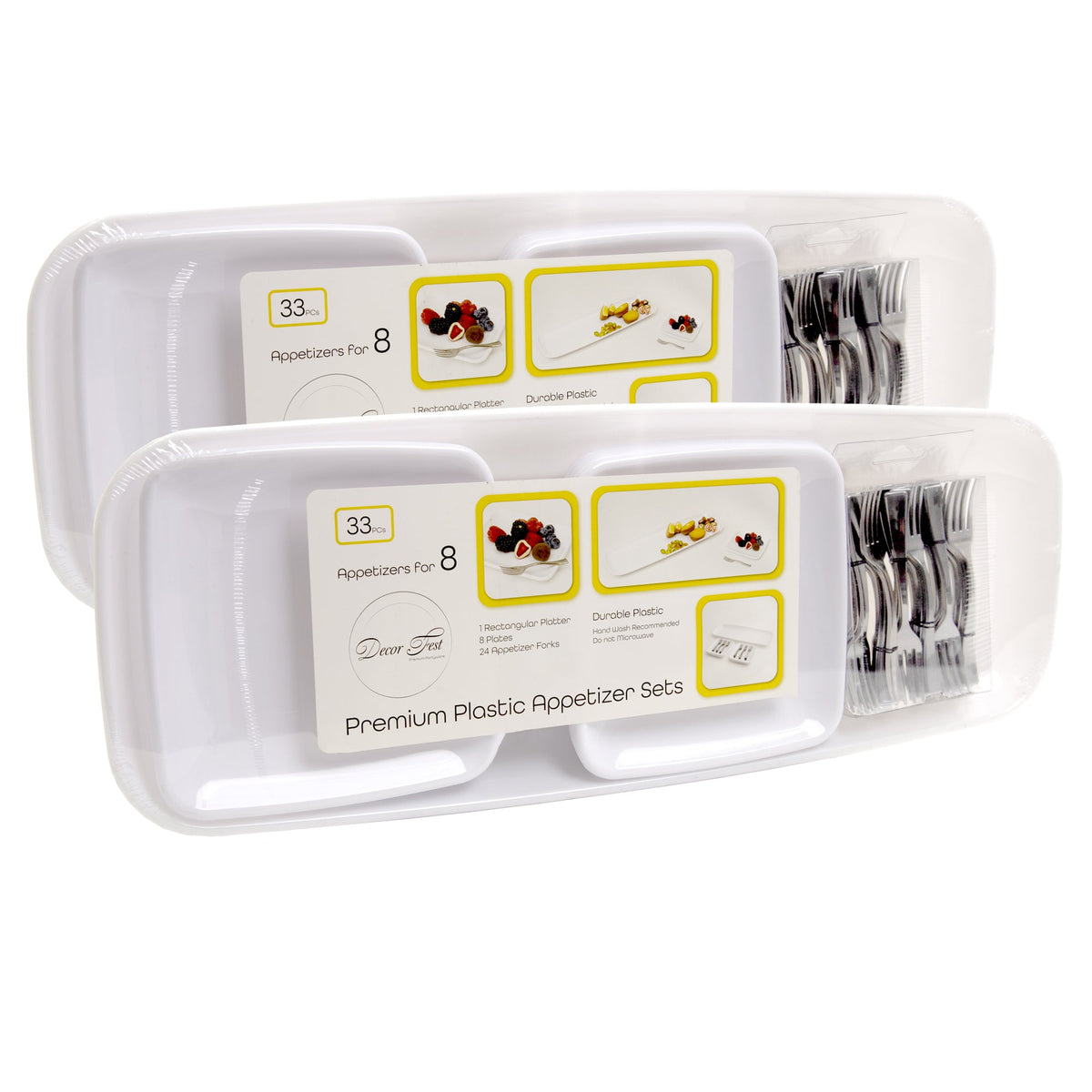 Premium Plastic Mini Appetizer & Dessert with Platter - 33 Pieces