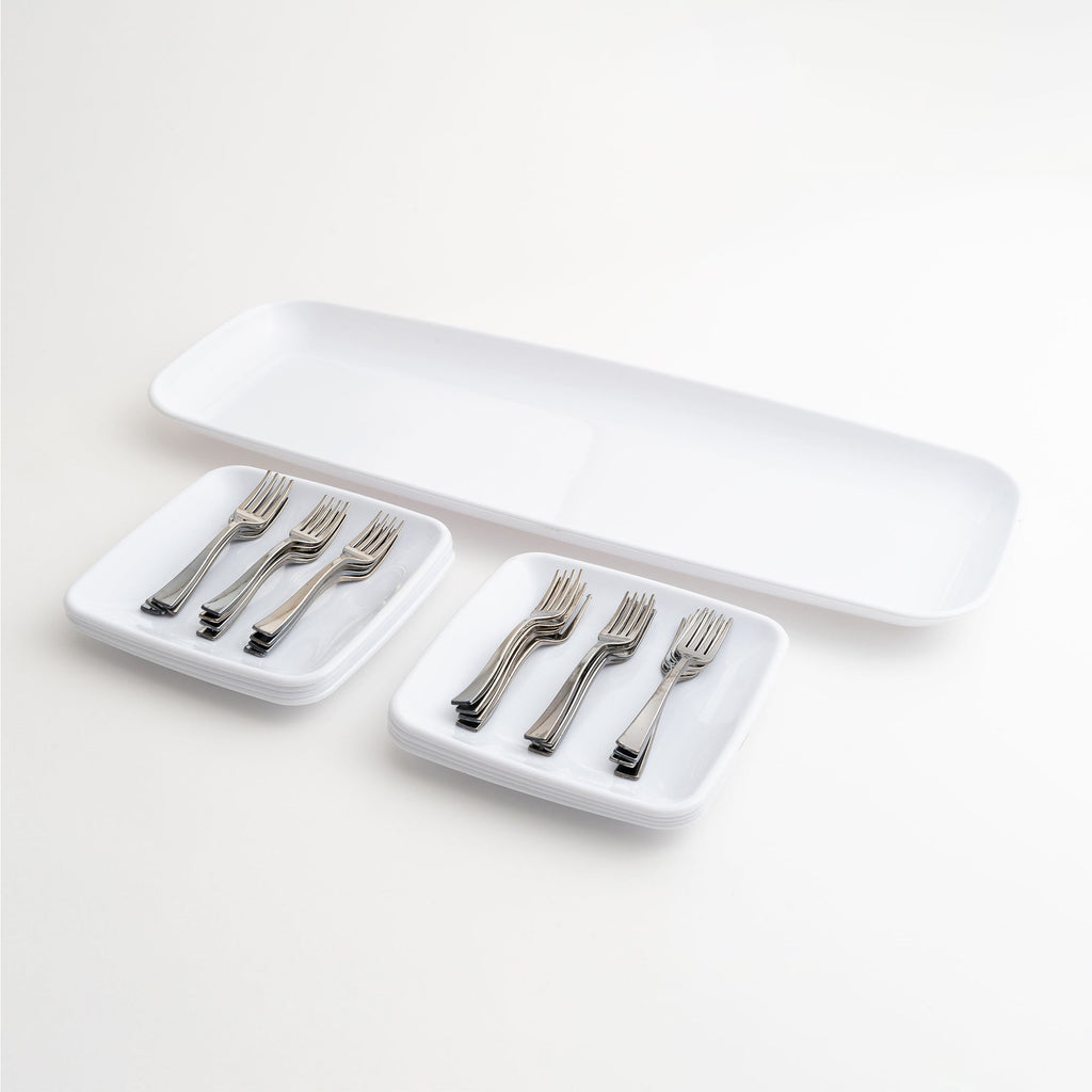 Premium Plastic Mini Appetizer & Dessert with Platter - 33 Pieces