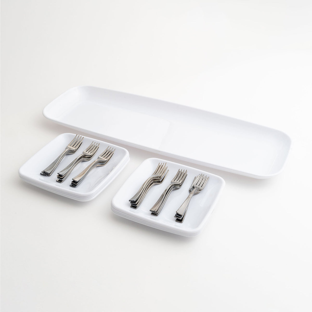 Premium Plastic Mini Appetizer & Dessert with Platter - 33 Pieces