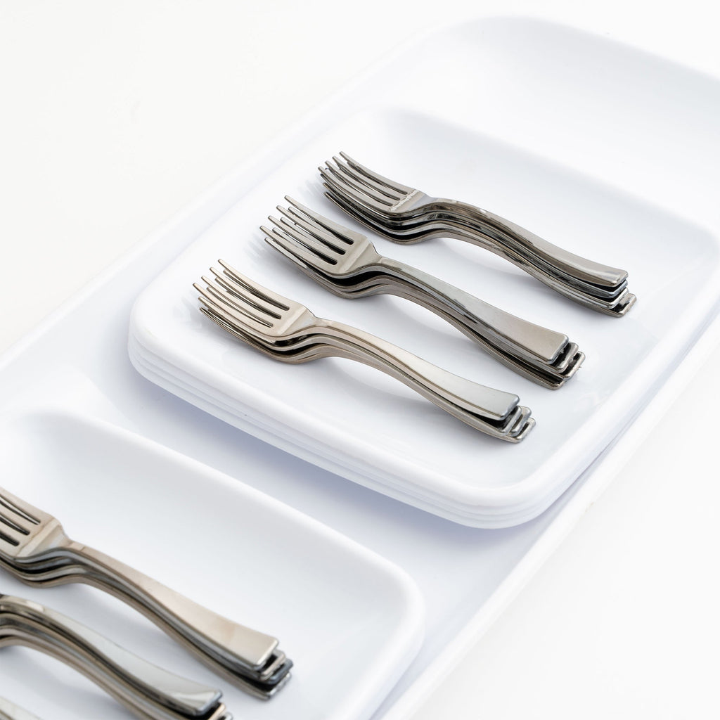 Premium Plastic Mini Appetizer & Dessert with Platter - 33 Pieces