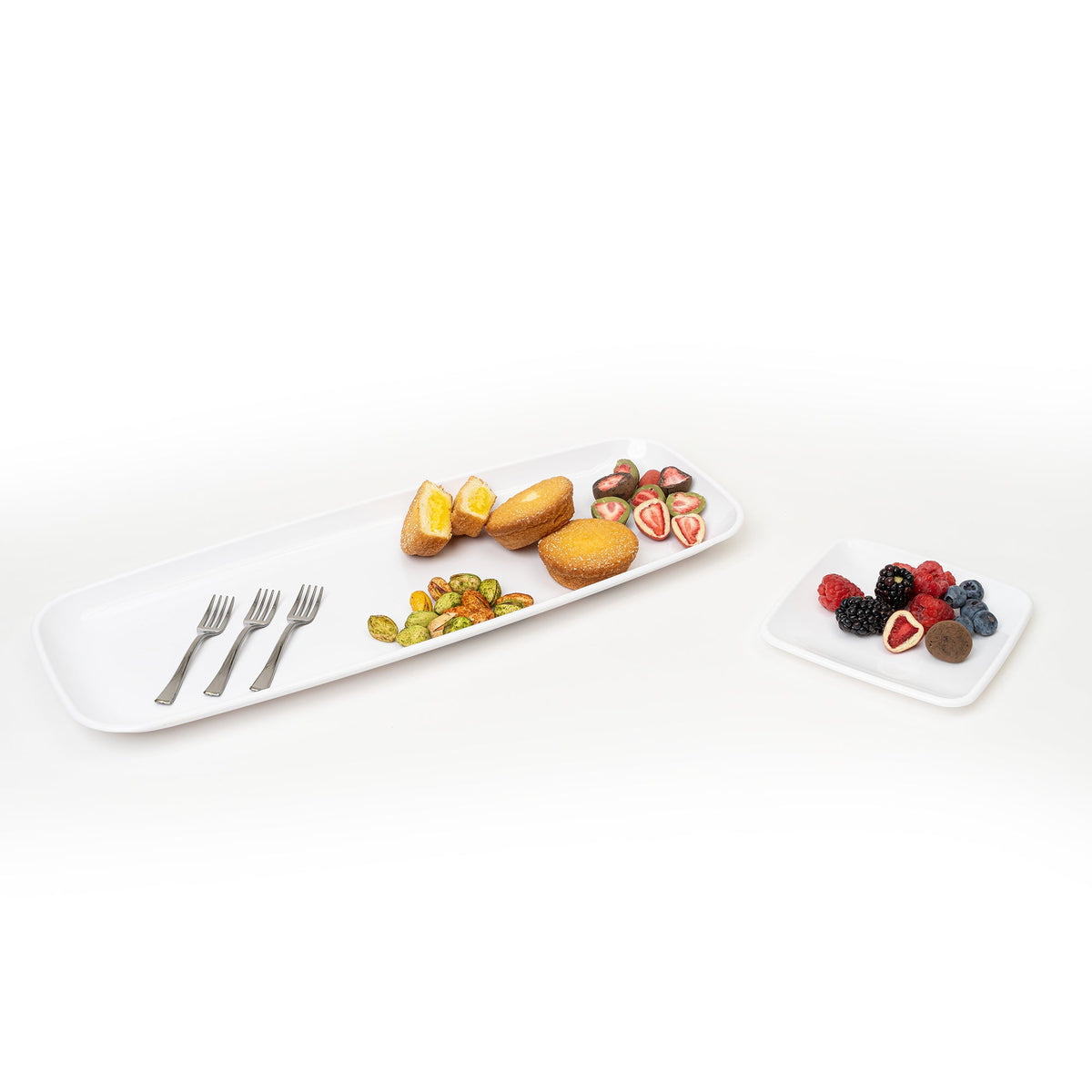 Premium Plastic Mini Appetizer & Dessert with Platter - 33 Pieces