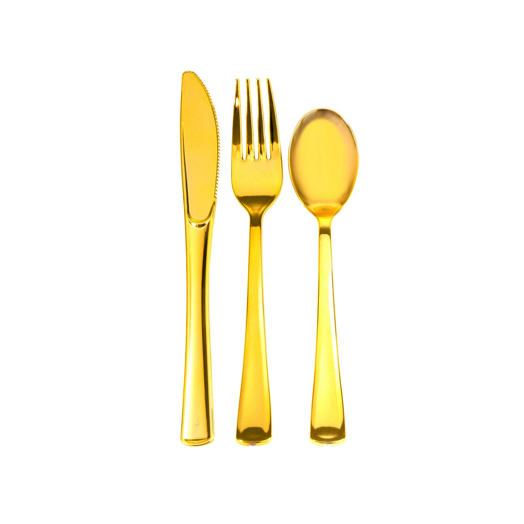 Plastic Premium Cutlery Set - 100 Pcs - Gold