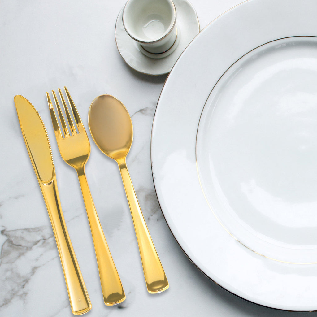 Plastic Premium Cutlery Set - 100 Pcs - Gold