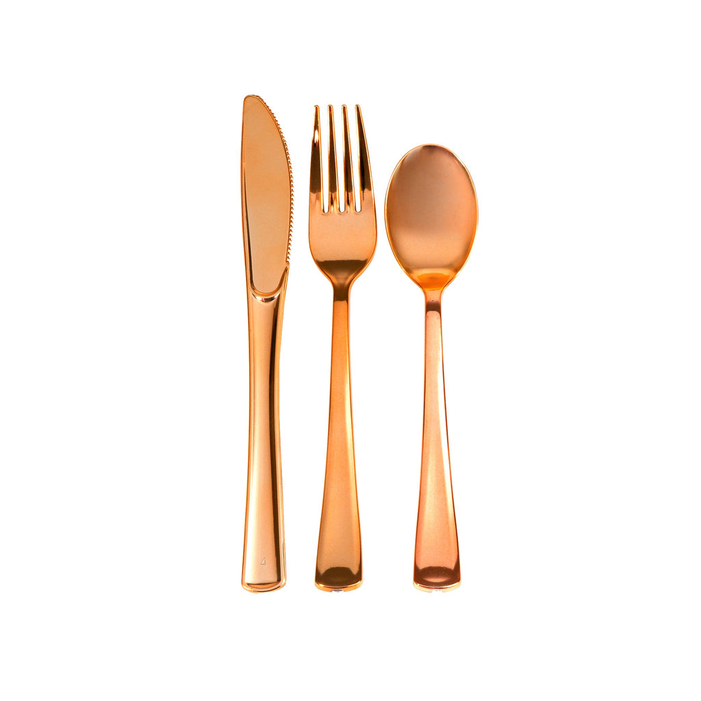 Plastic Premium Cutlery Set - 100 Pcs - Rose Gold