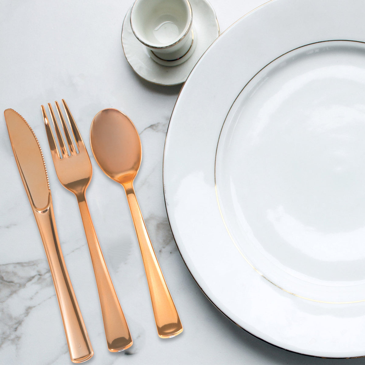 Plastic Premium Cutlery Set - 100 Pcs - Rose Gold