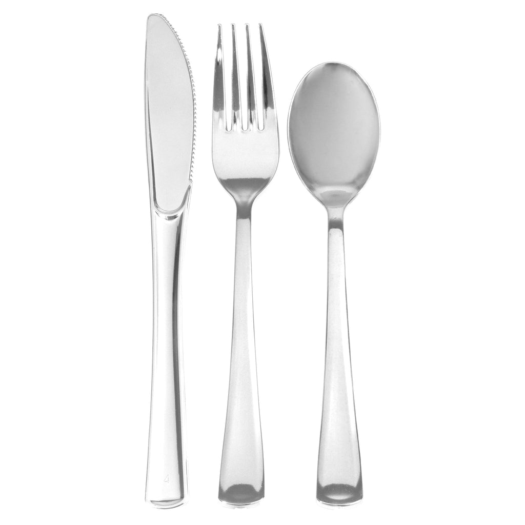 Plastic Premium Cutlery Set - 100 Pcs - Silver