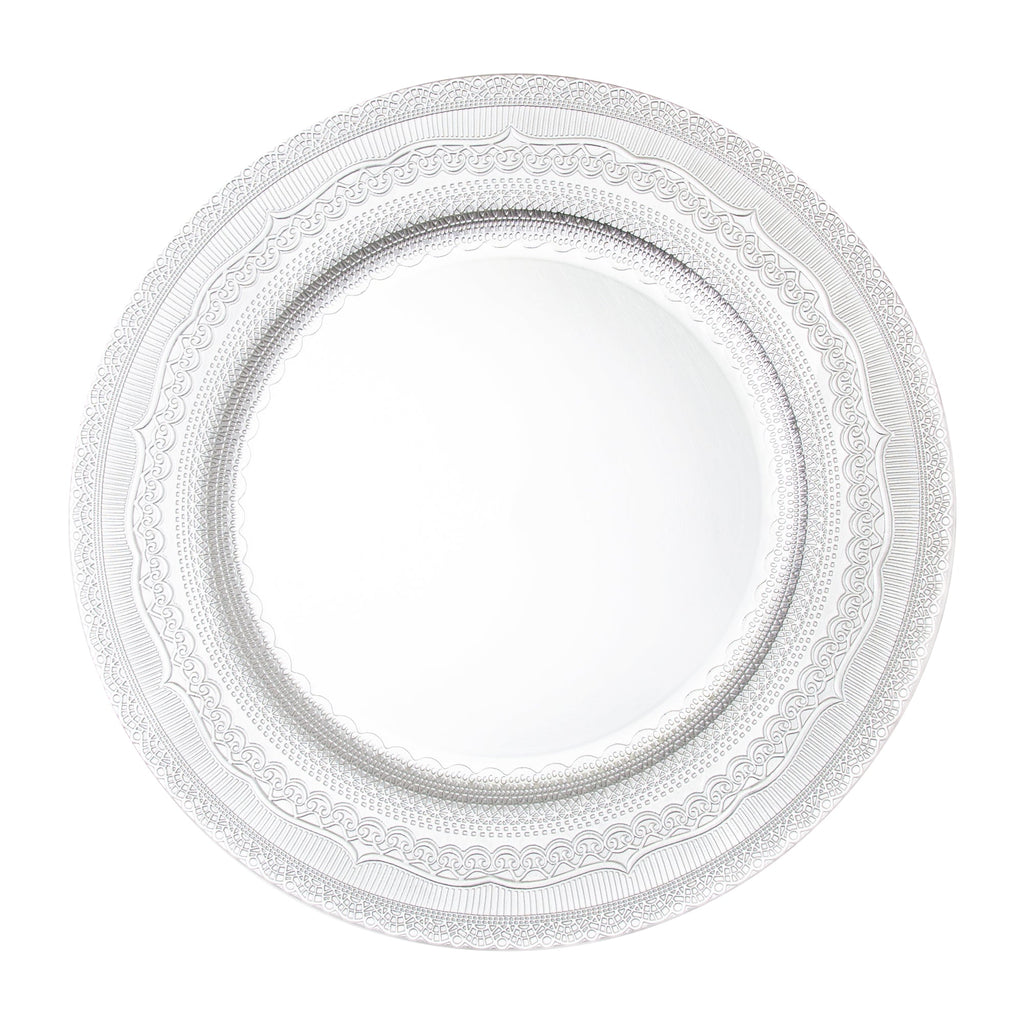 Eyelet Plastic Charger Plate 13" - Silver