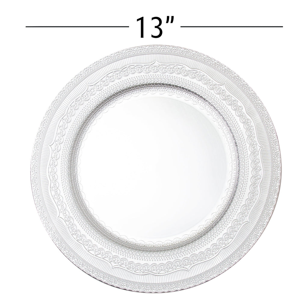 Eyelet Plastic Charger Plate 13" - Silver