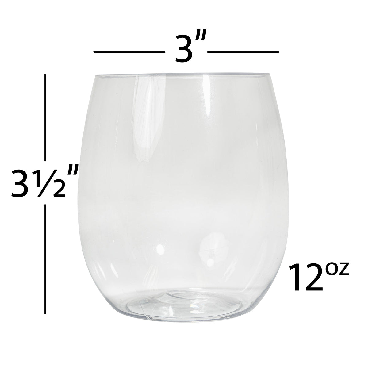 Plastic Stemless Wine Glass 12oz