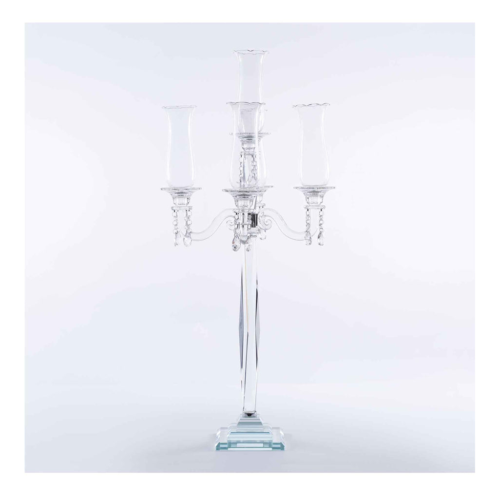 Crystal Candelabra 5 Arm Glass Hurricane Globes 40"