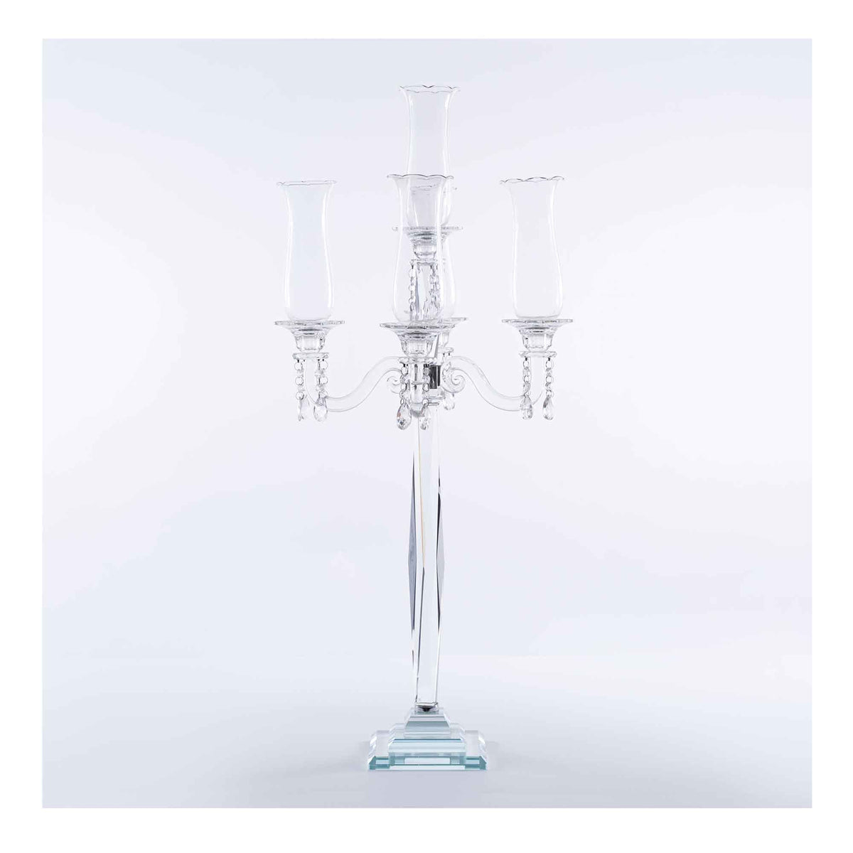 Crystal Candelabra 5 Arm Glass Hurricane Globes 40"