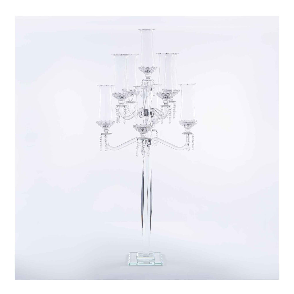 Crystal Candelabra 9 arm Glass Hurricane Globes 49"