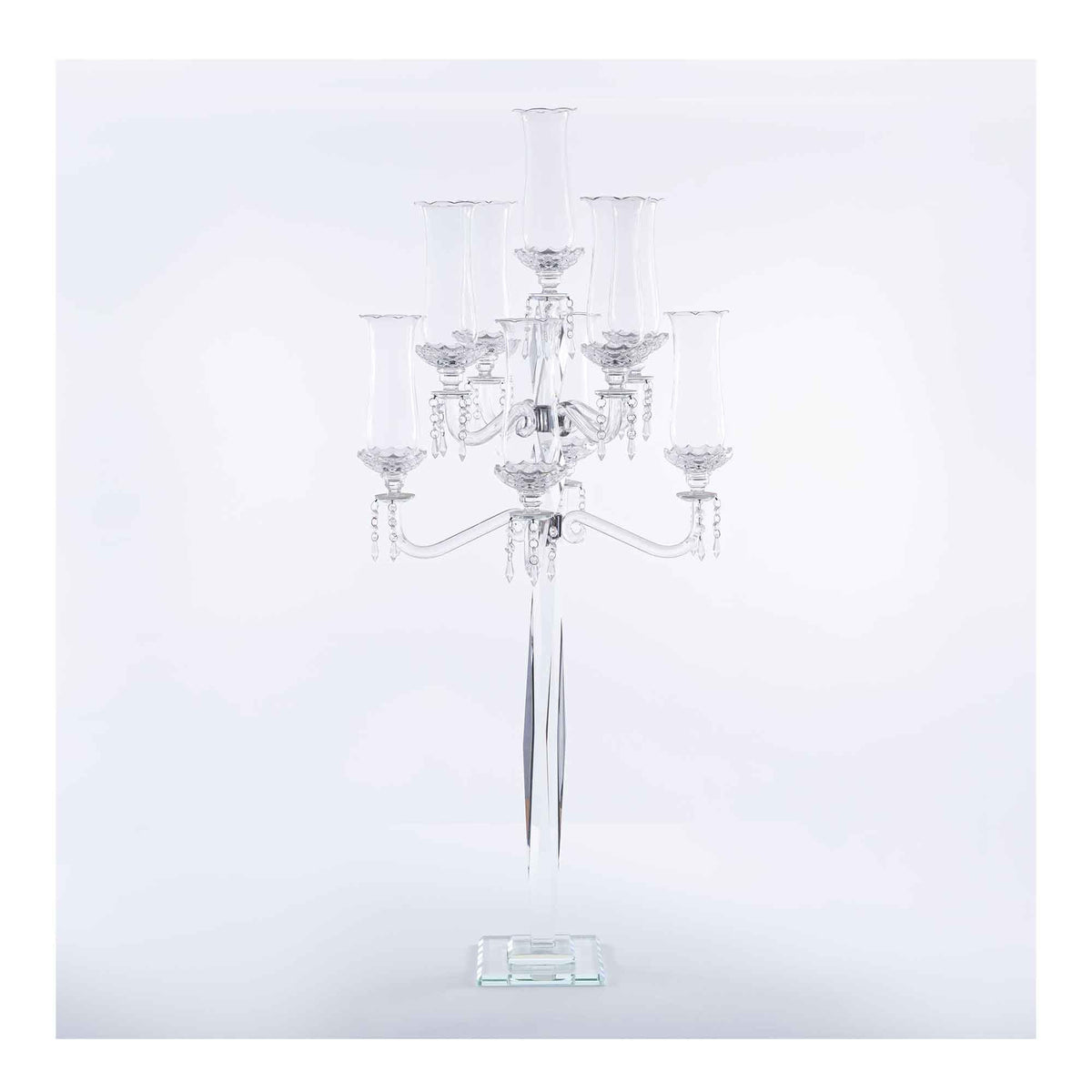 Crystal Candelabra 9 arm Glass Hurricane Globes 49"