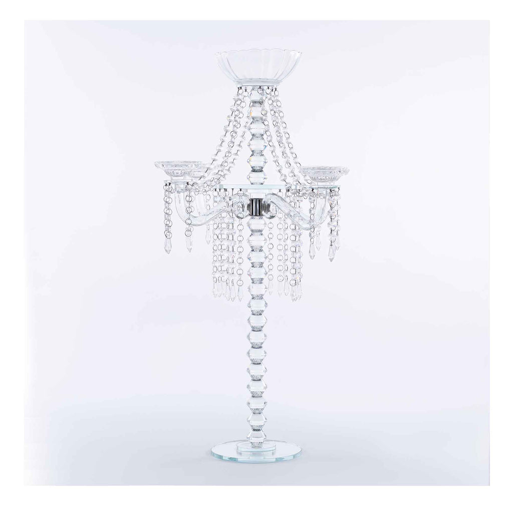 Crystal Candelabra with Large Flower Bowl 30.5"