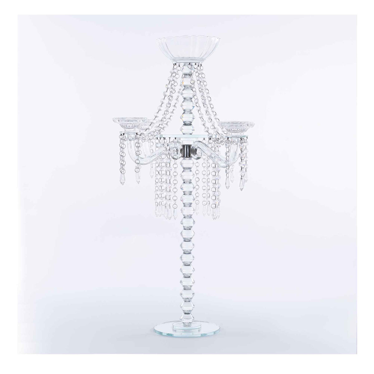 Crystal Candelabra with Large Flower Bowl 30.5"