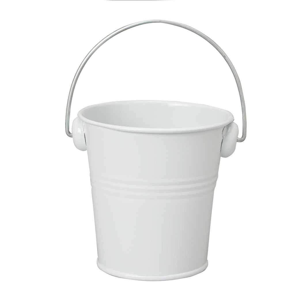 Small Metal Bucket - White 4.25" Tall