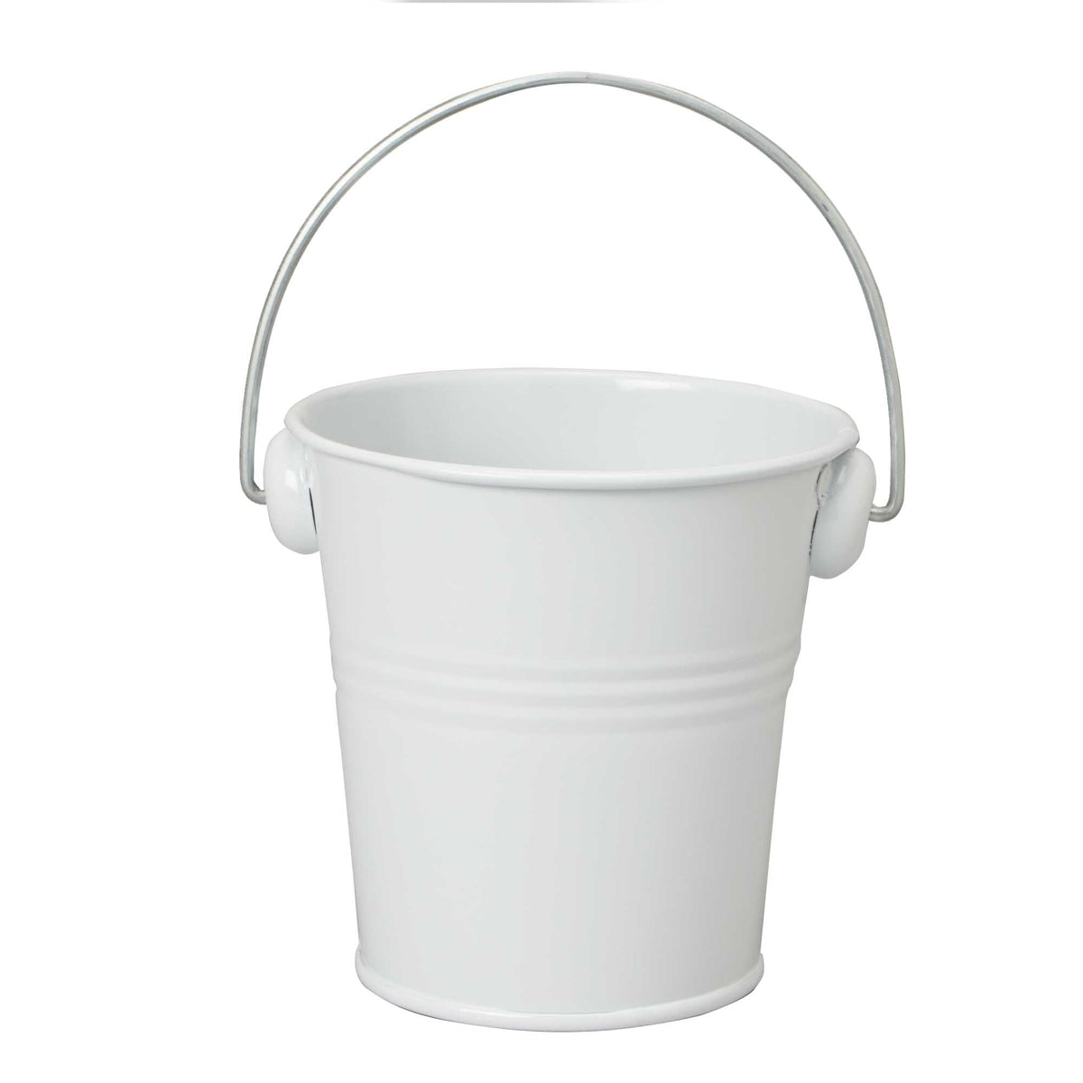 Small Metal Bucket - White 4.25" Tall