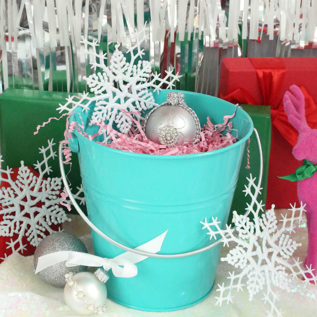 Medium Metal Pail Bucket - Fuchsia