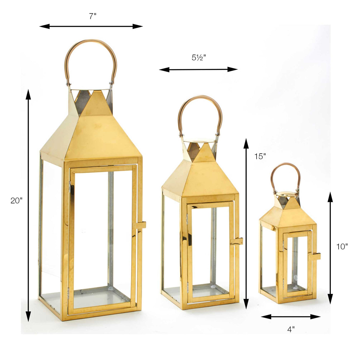 Metal Lantern Set - Silver - Set of 3