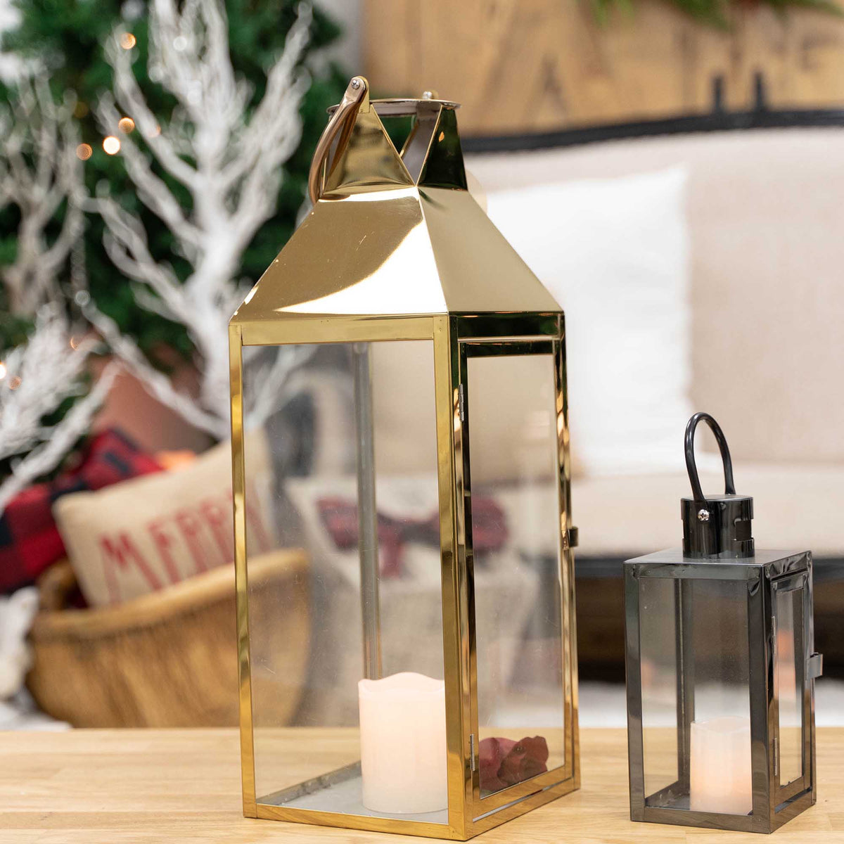 Metal Lantern Set - Silver - Set of 3