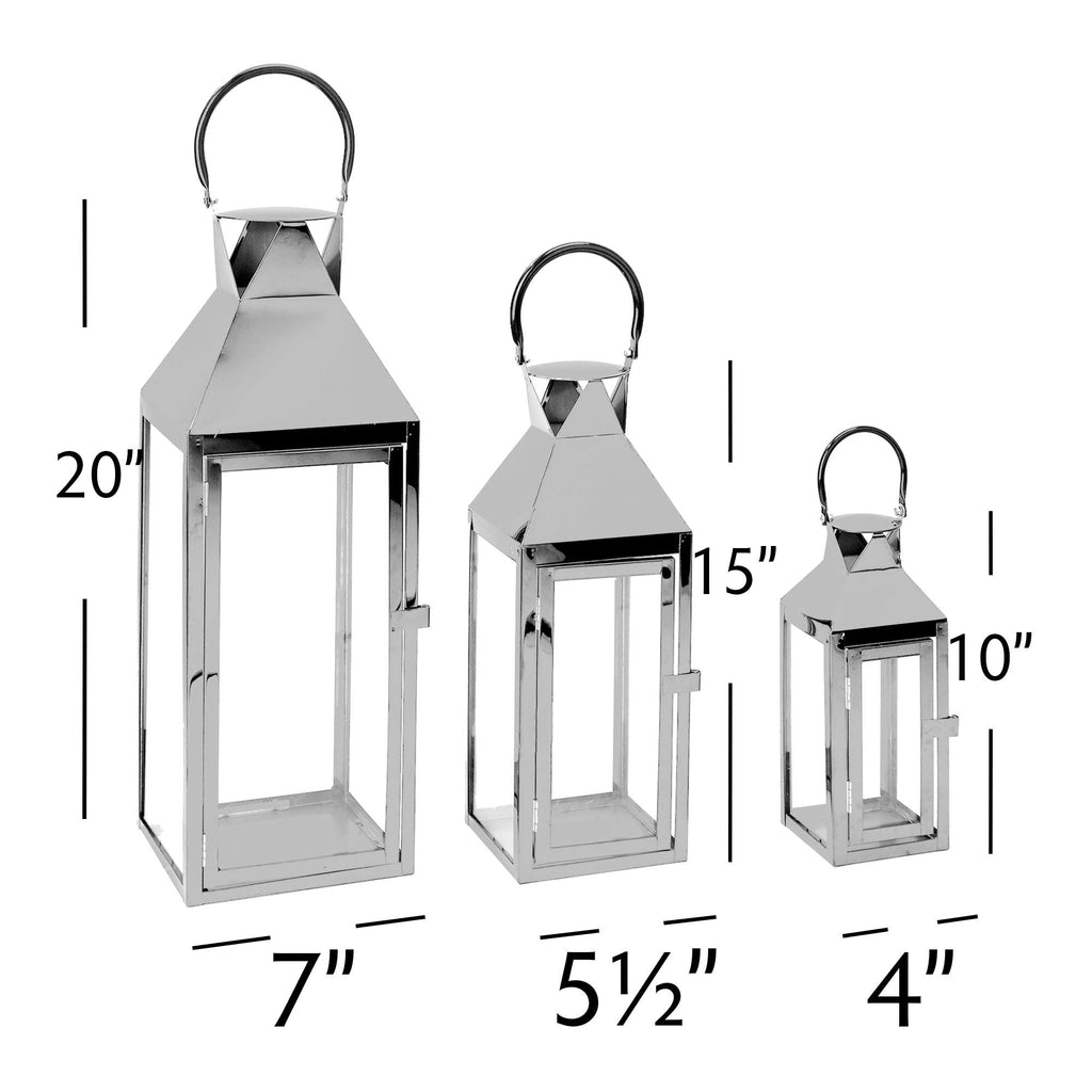 Metal Lantern Set - Silver - Set of 3