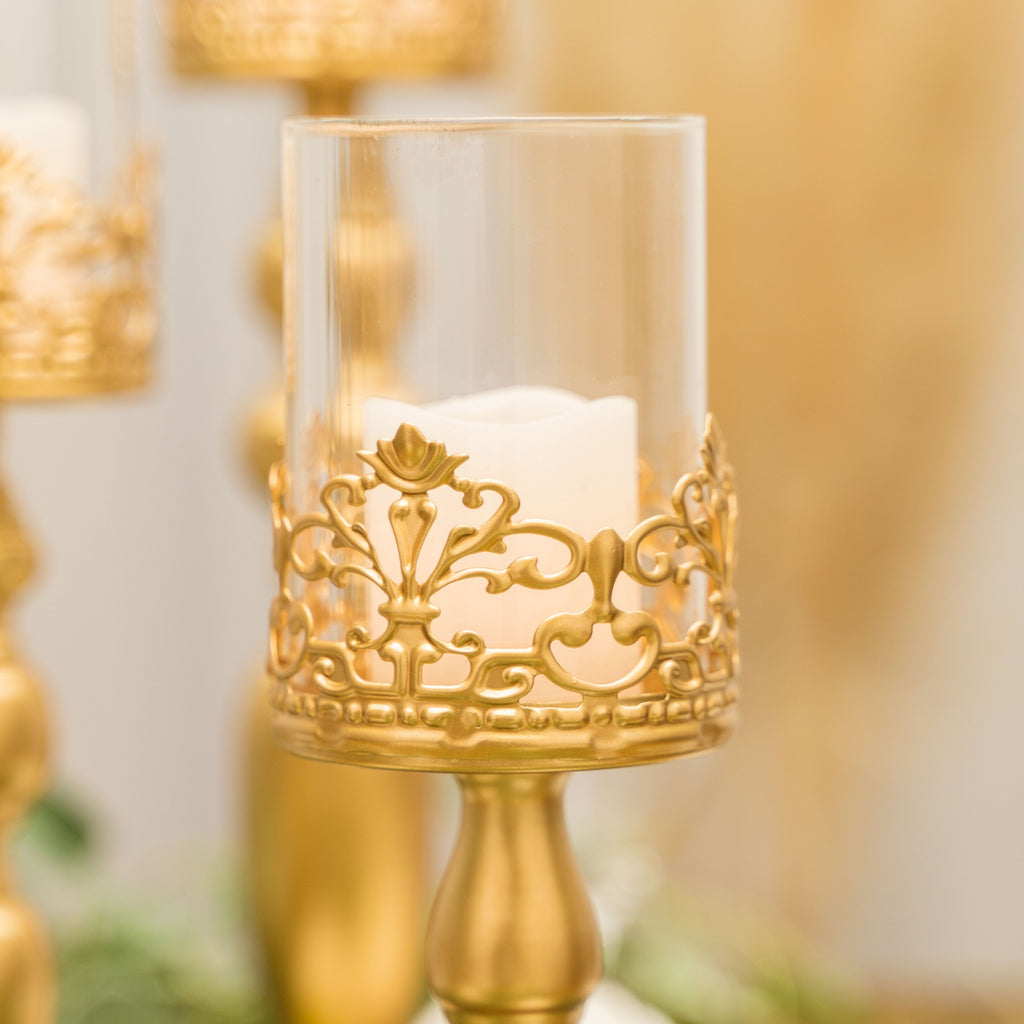 Set of 3 Metal Candle Holders - Gold