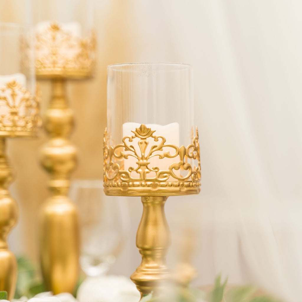 Set of 3 Metal Candle Holders - Gold