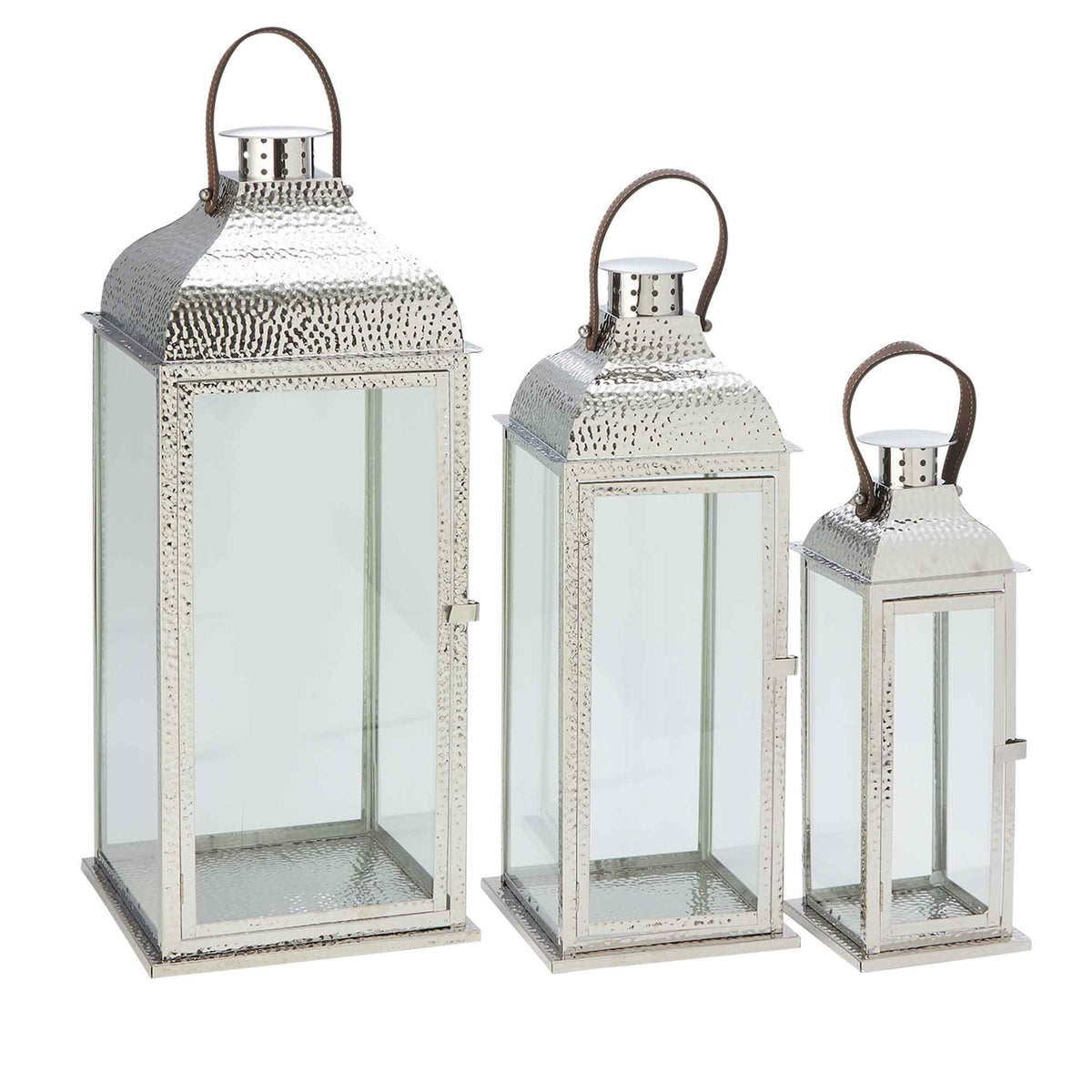 Hammered Lantern Set - Silver