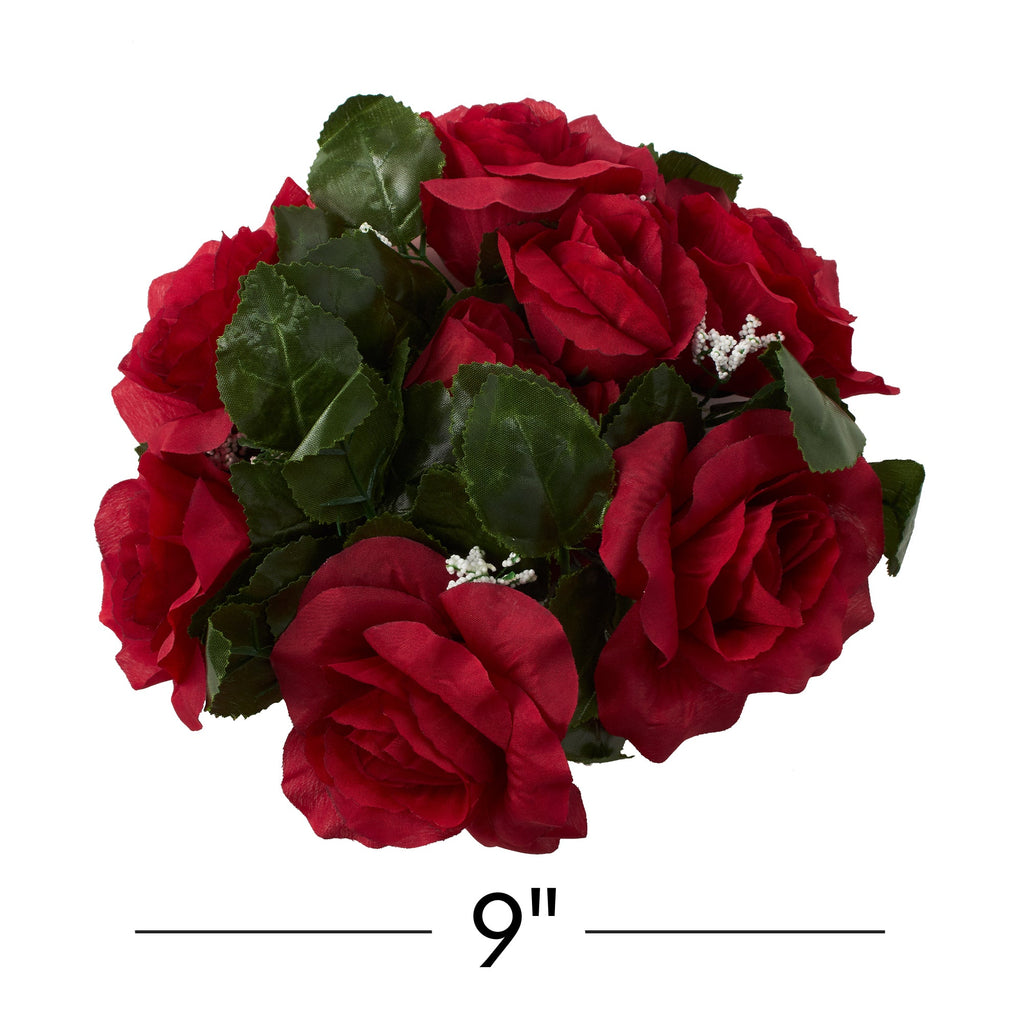 Fabric Flower Ring - Burgundy - Pack of 12