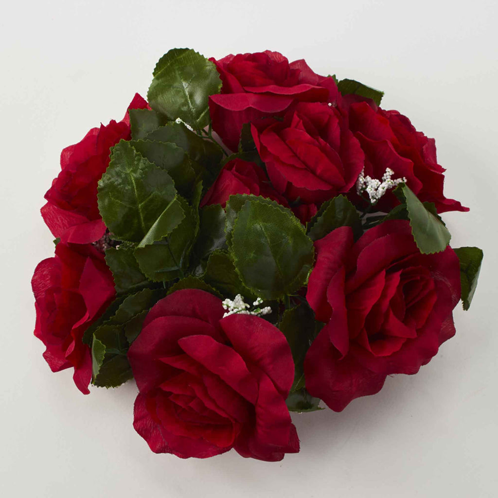Fabric Flower Ring - Burgundy - Pack of 12