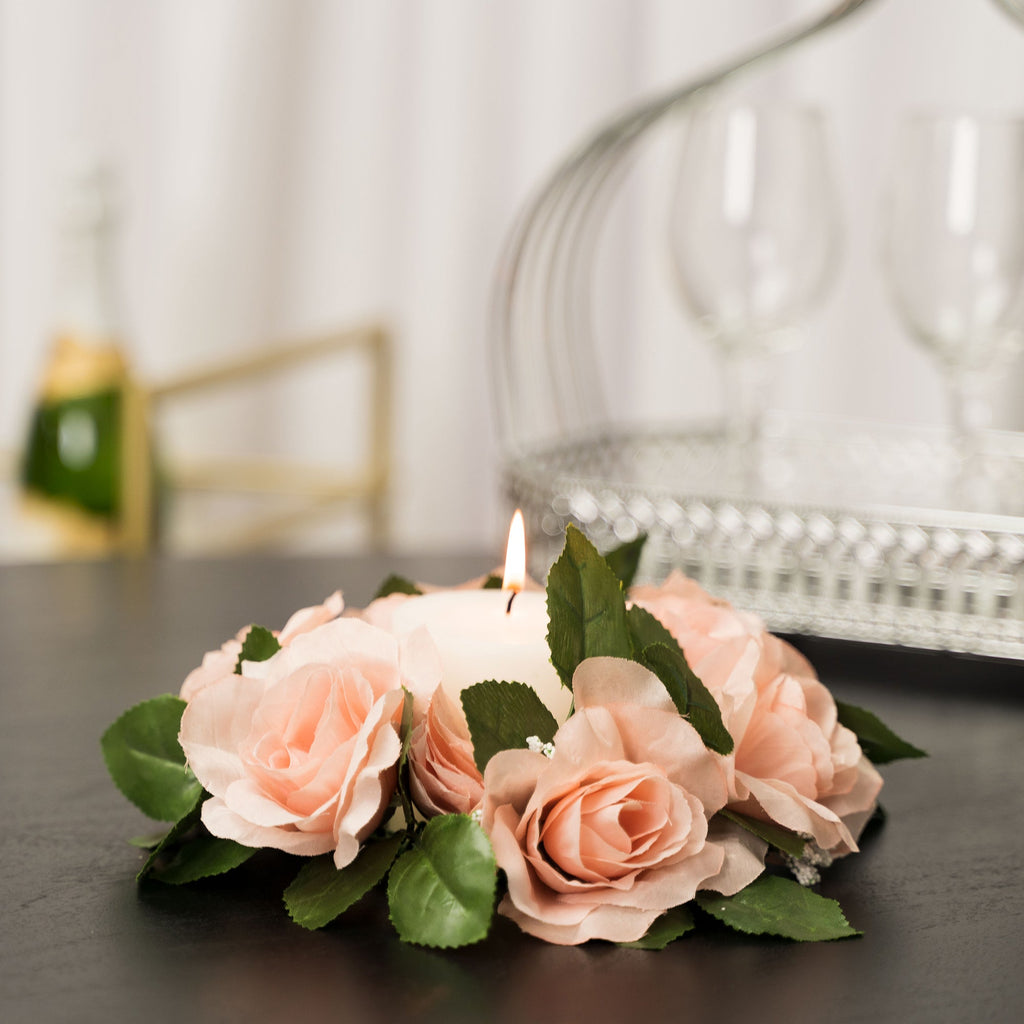 Fabric Flower Ring - Blush - Pack of 12