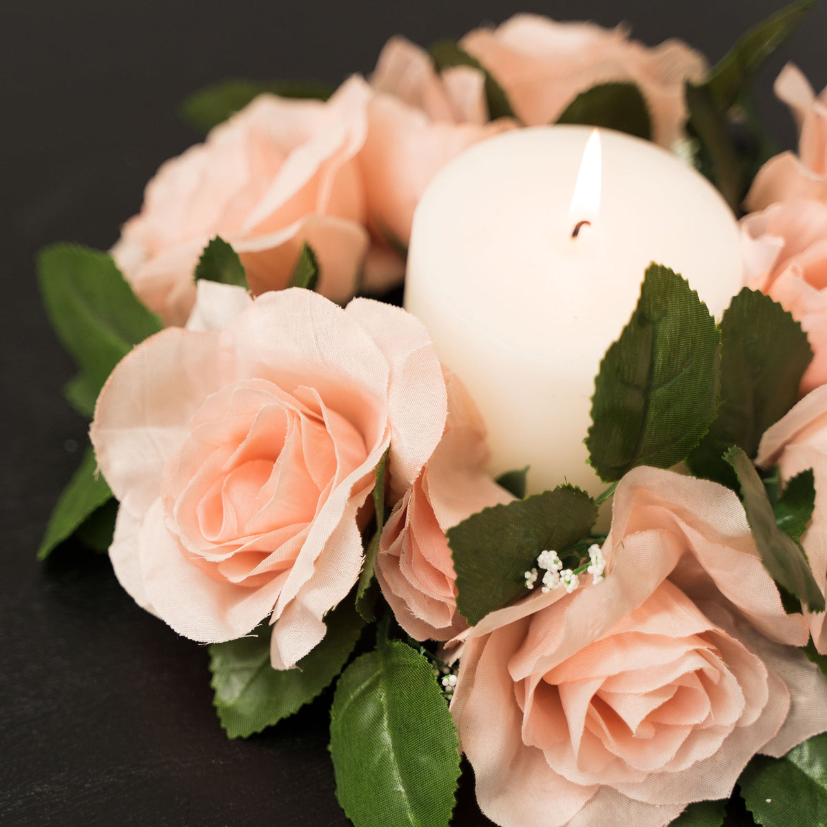 Fabric Flower Ring - Blush - Pack of 12
