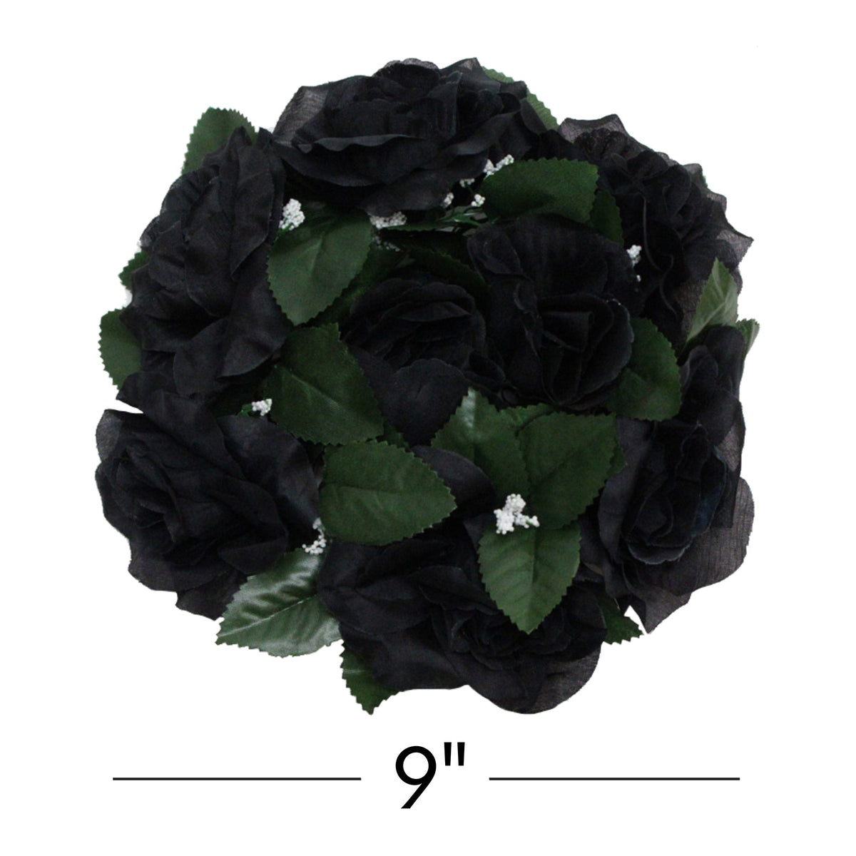Fabric Flower Ring - Black - Pack of 12