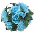 Fabric Flower Ring - Blue - Pack of 12