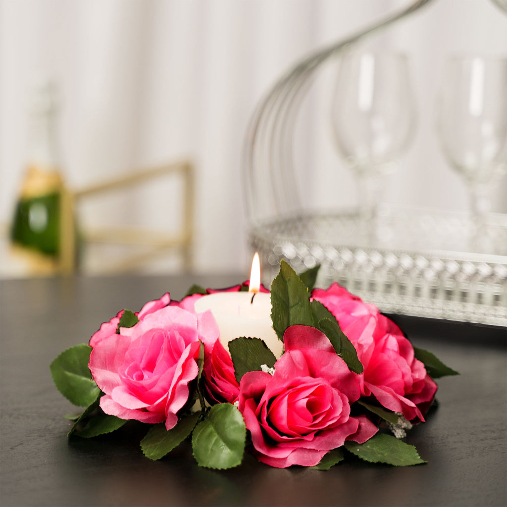 Fabric Flower Ring - Fuchsia - Pack of 12
