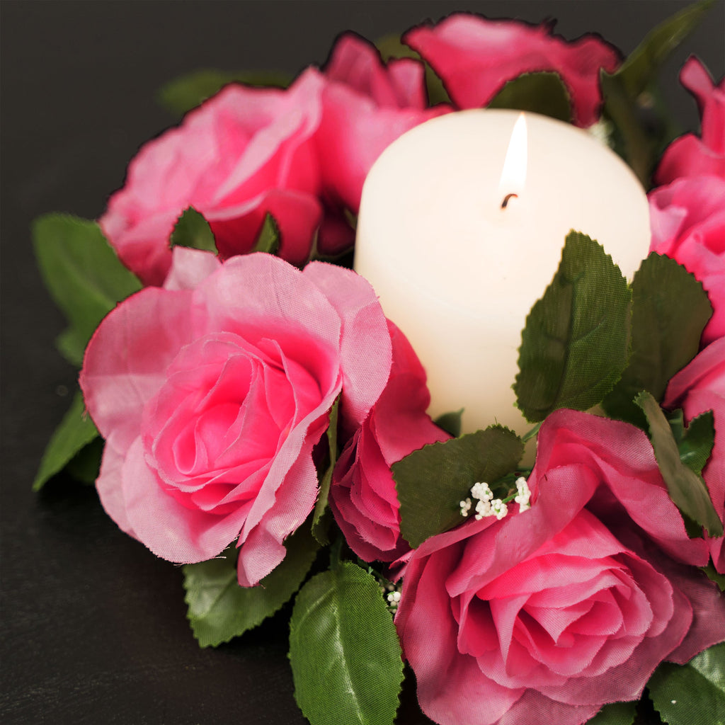 Fabric Flower Ring - Fuchsia - Pack of 12