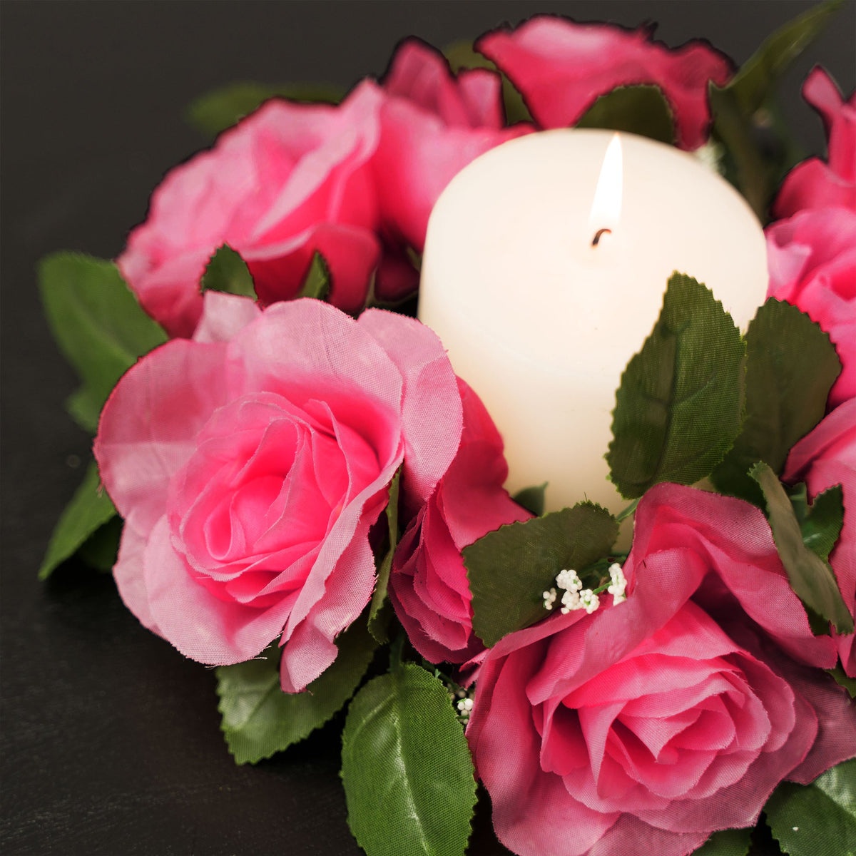 Fabric Flower Ring - Fuchsia - Pack of 12