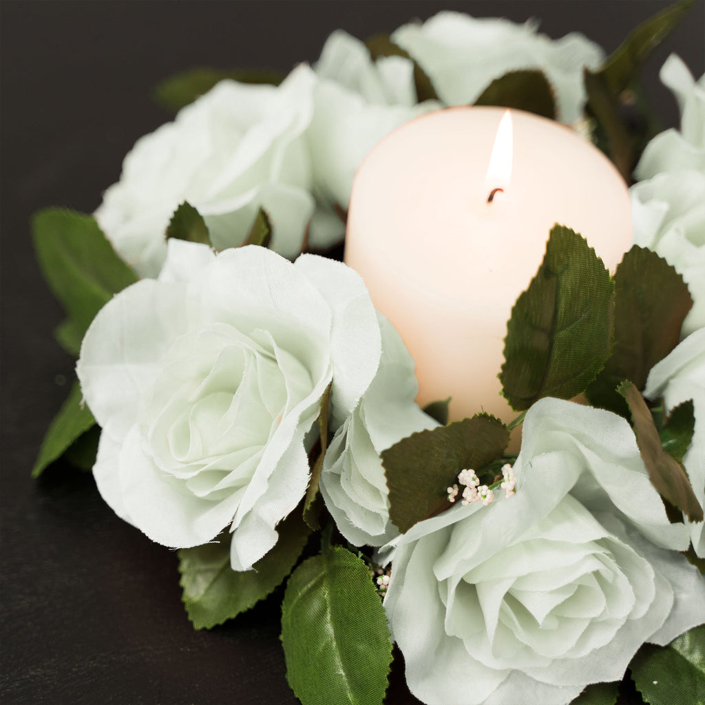 Fabric Flower Ring - Ivory - Pack of 12
