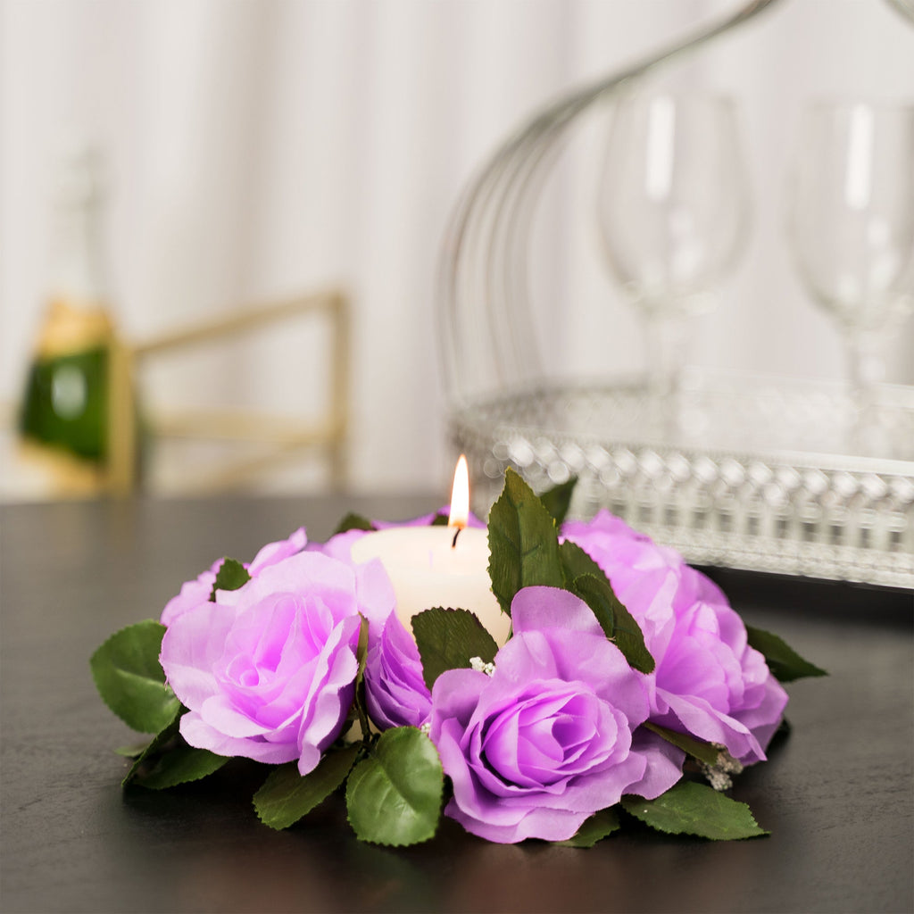 Fabric Flower Ring - Lavender - Pack of 12