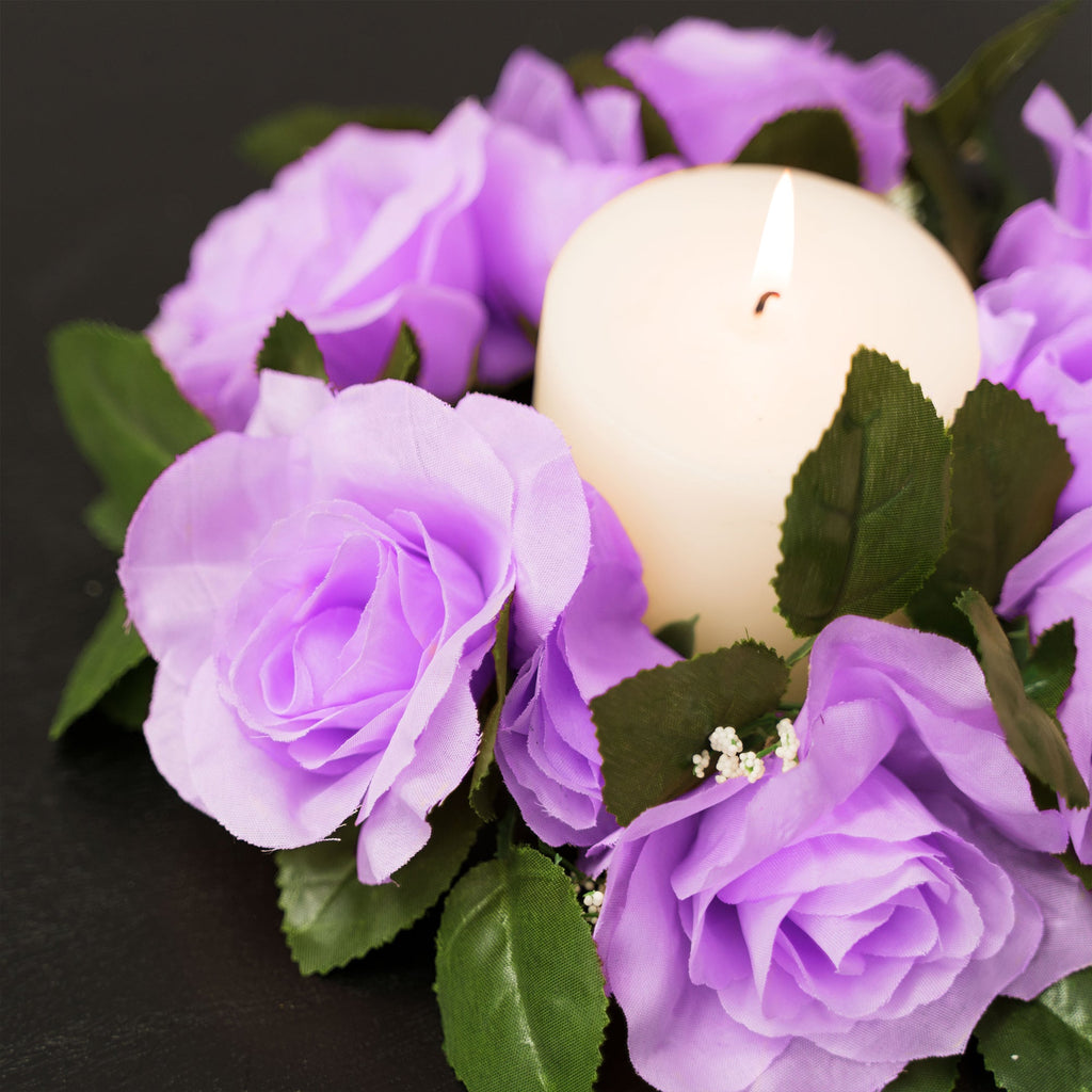 Fabric Flower Ring - Lavender - Pack of 12