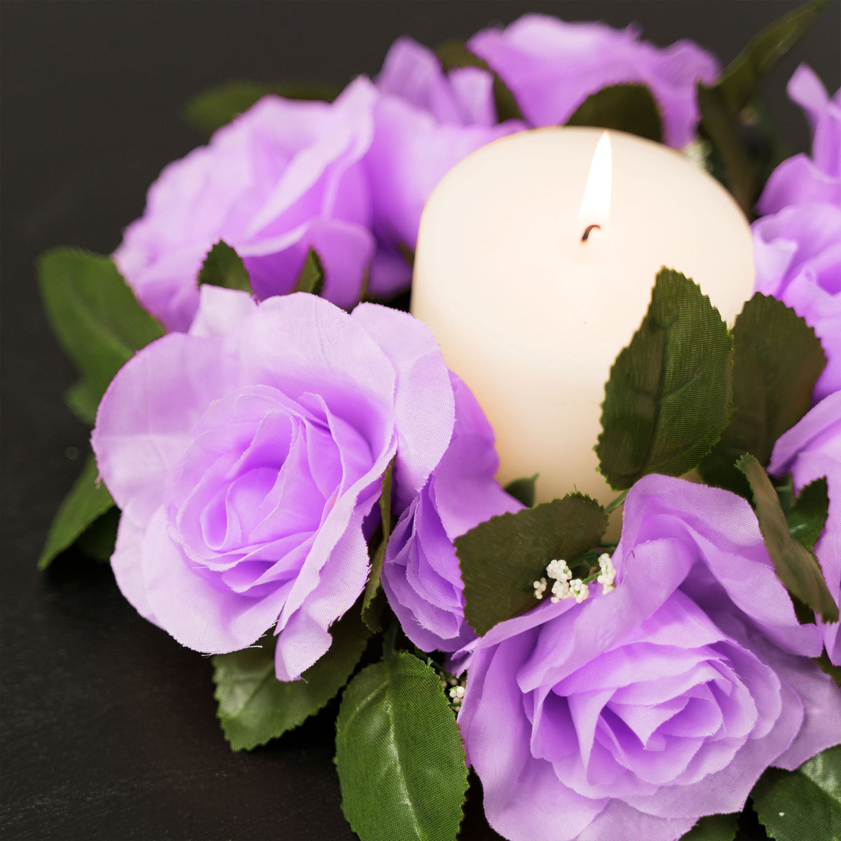 Fabric Flower Ring - Lavender - Pack of 12