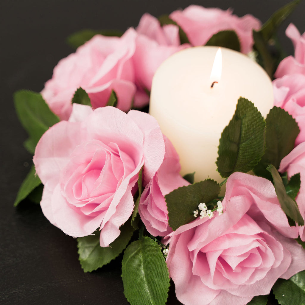 Fabric Flower Ring - Pink - Pack of 12