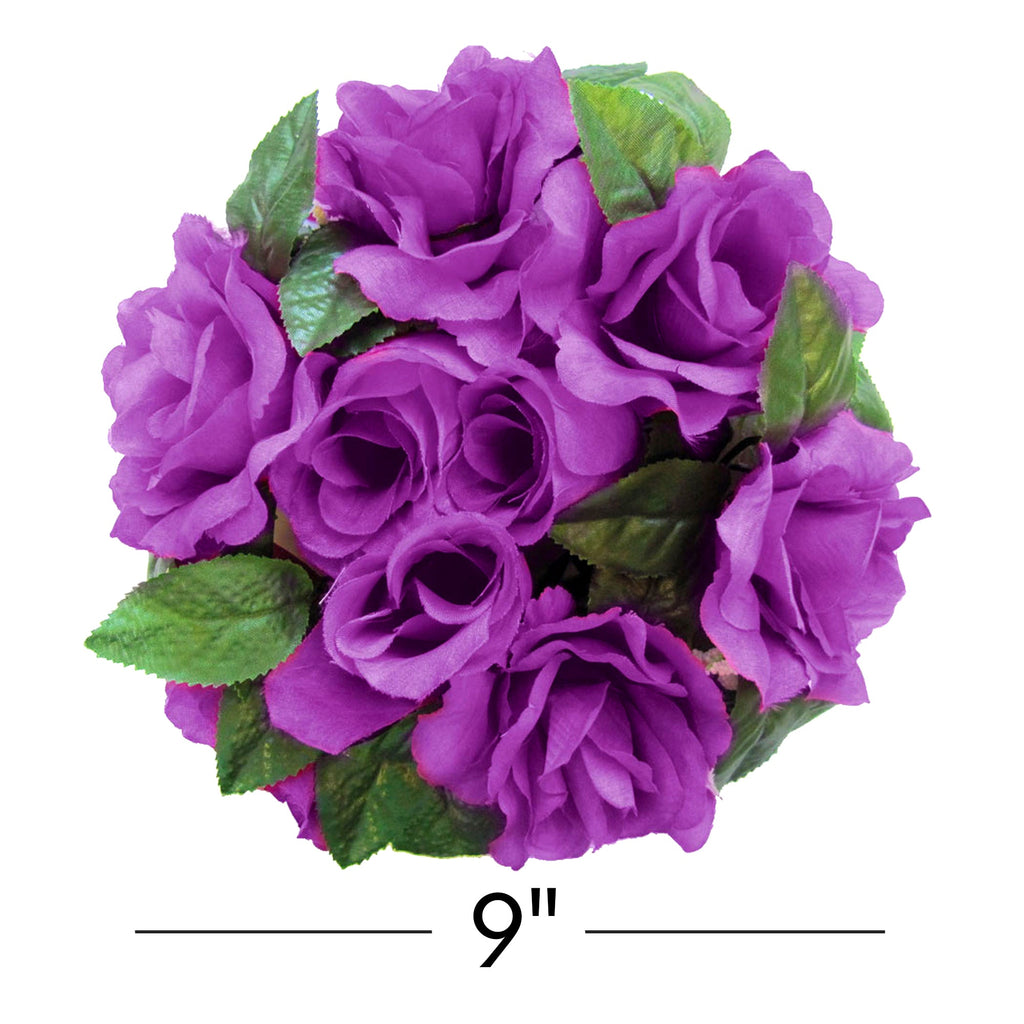 Fabric Flower Ring - Purple - Pack of 12