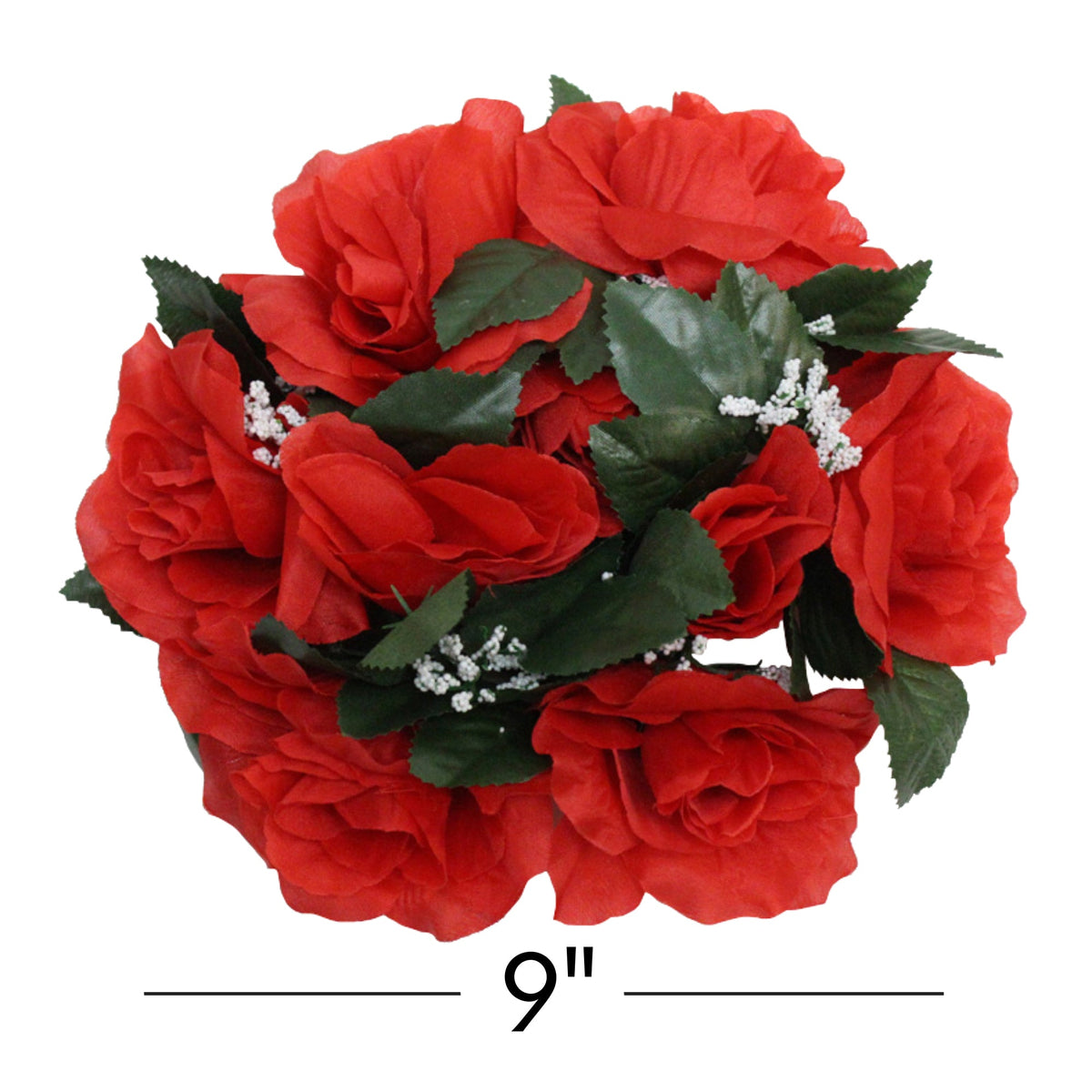 Fabric Flower Ring - Red - Pack of 12
