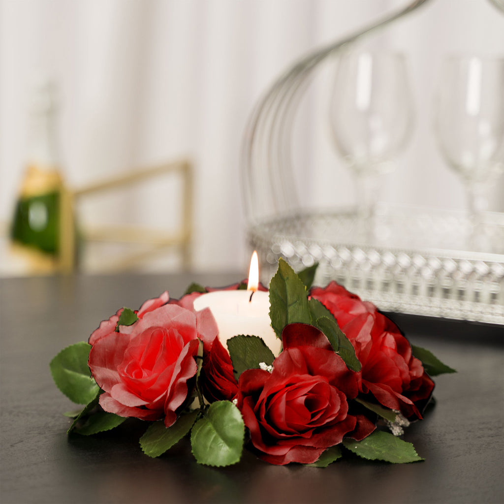 Fabric Flower Ring - Red - Pack of 12