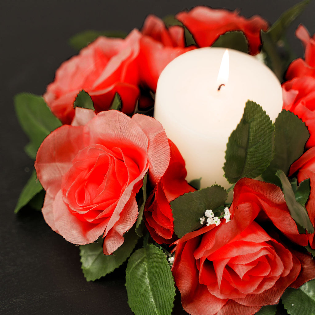 Fabric Flower Ring - Red - Pack of 12