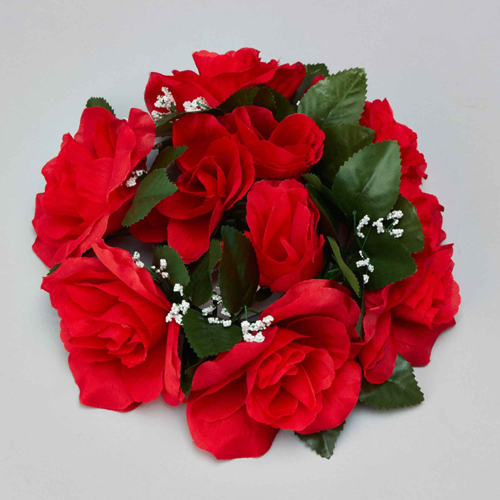 Fabric Flower Ring - Red - Pack of 12