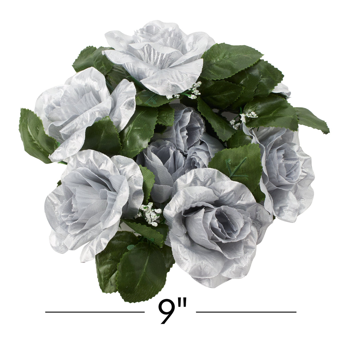 Fabric Flower Ring - Silver - Pack of 12