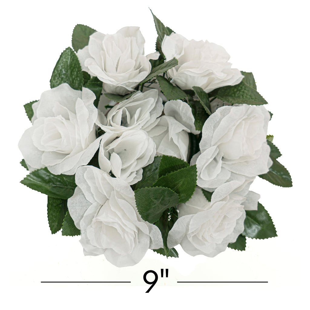 Fabric Flower Ring - White - Pack of 12