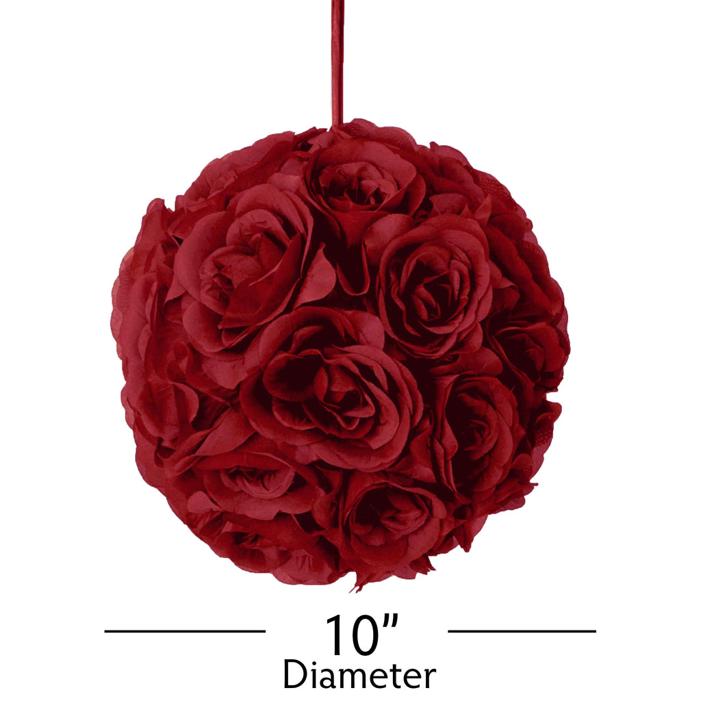 Ten Inch Floral Pomander - Burgundy